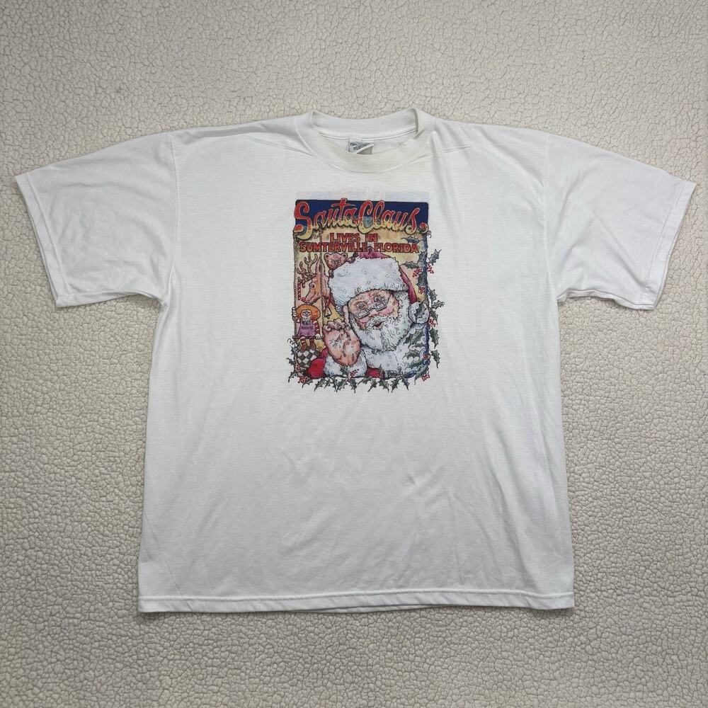 Vintage Santa Claus T Shirt Mens XXL Christmas Graphic Sumterville FL North Pole